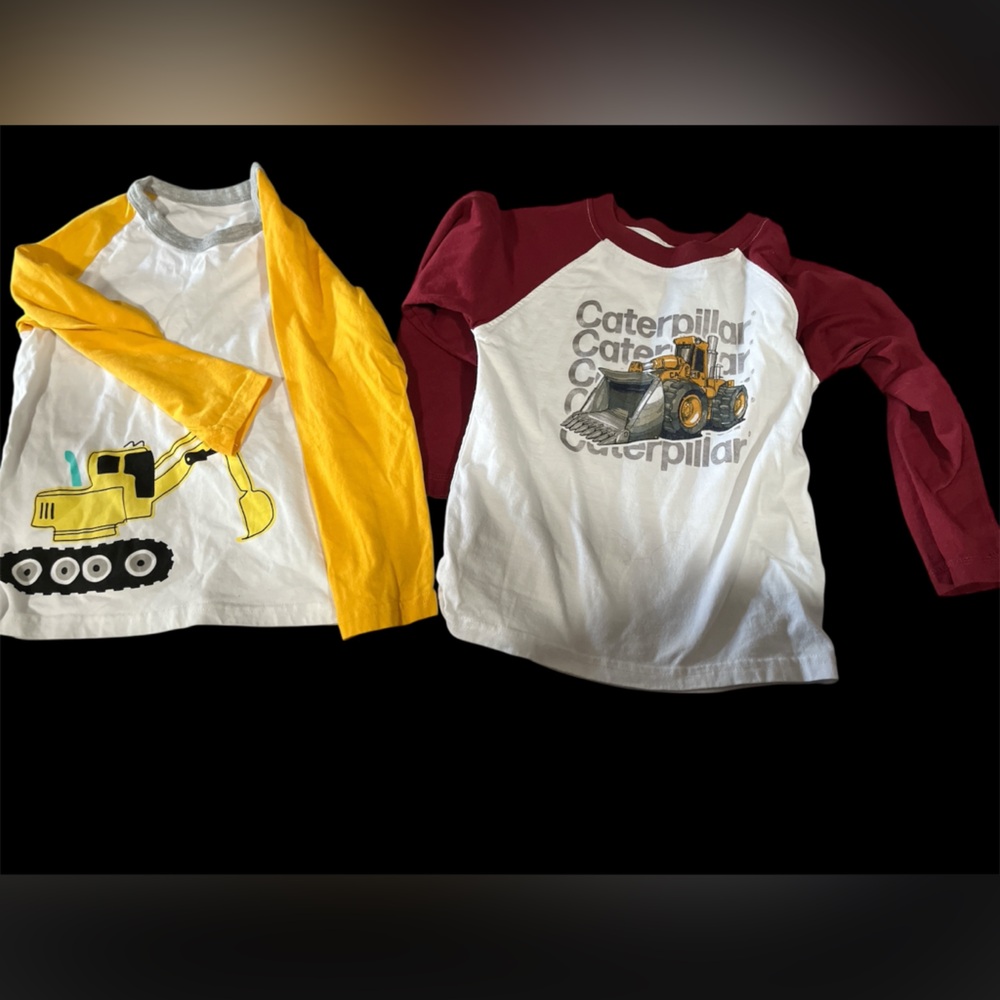 Caterpillar Kids' Yellow and Red Long Sleeve Tees size 5T
